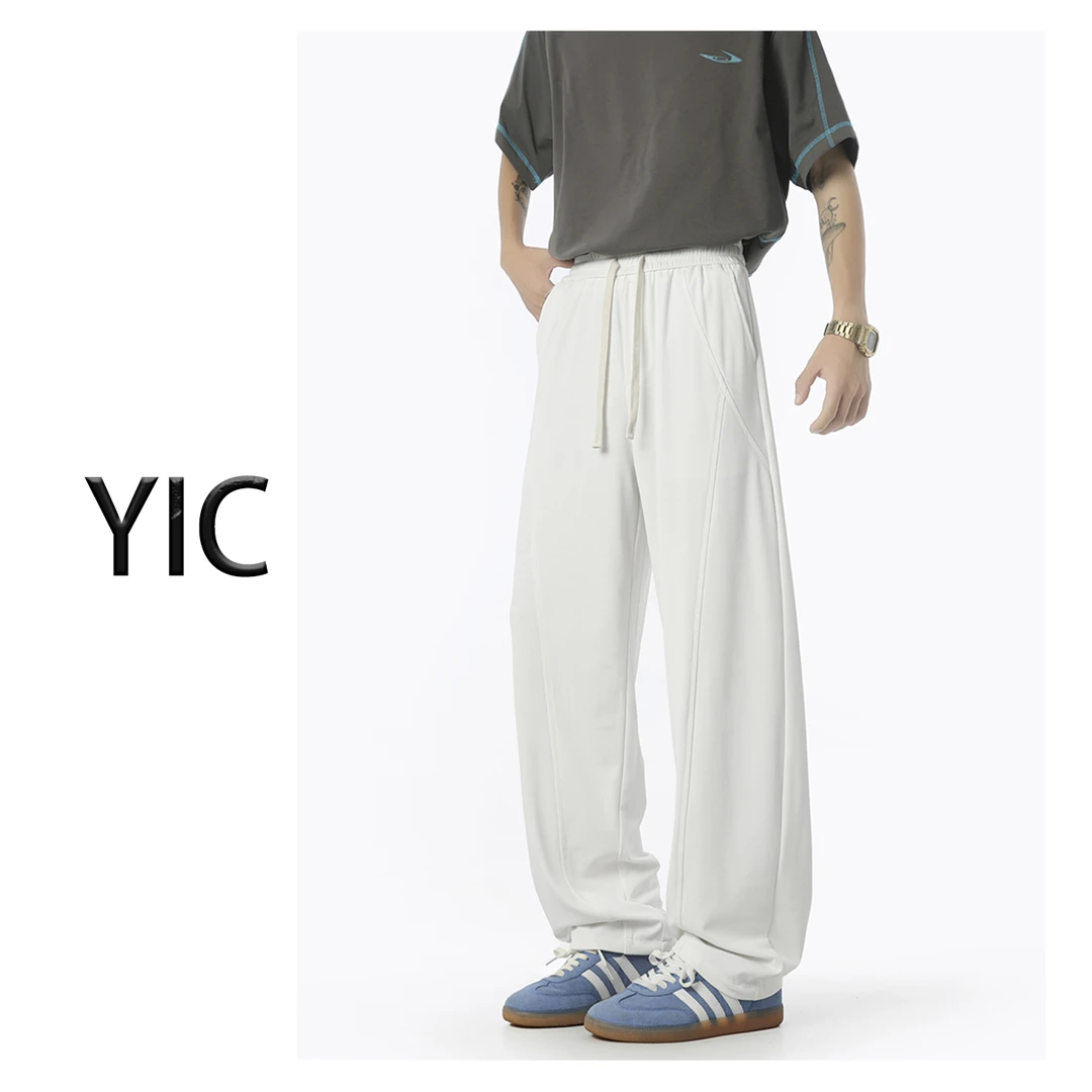 斜切弯刀裤2025新款夏季爆款裤男港风垂感宽松直筒百搭潮流休闲裤