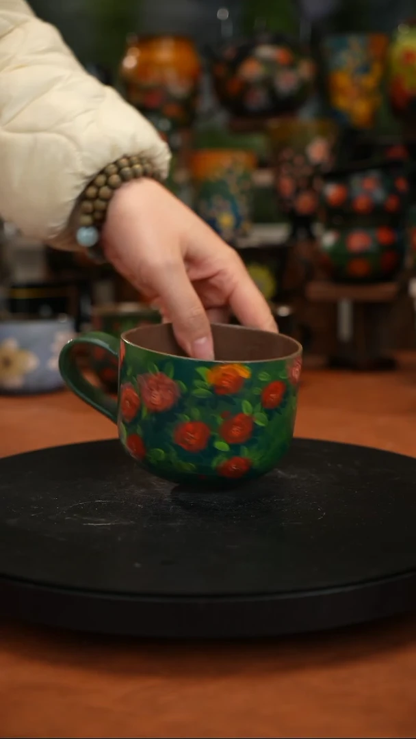 紫砂油画手绘釉下彩