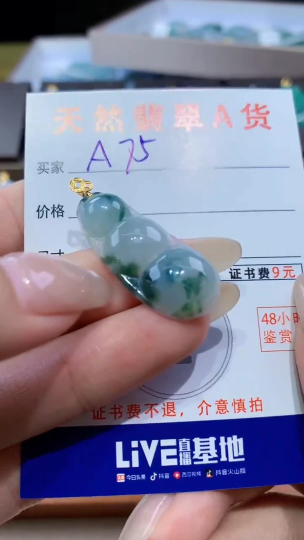 颈饰18K金镶嵌翡翠天然翡翠A货挂件