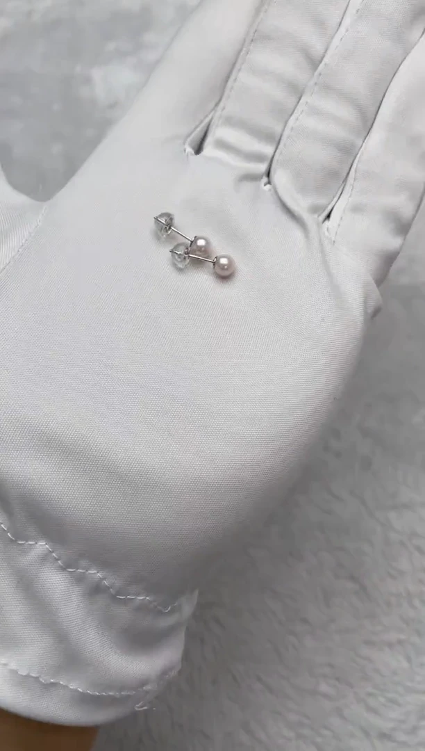 银S925镶嵌海水珍珠耳饰AK素钉5-5.5mm