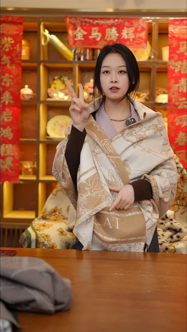 陶78-赫本猫Hepburncat羊毛混纺围巾190*65cm淡雅米【H4251-1】