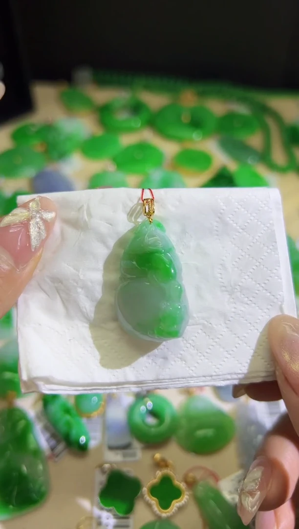 【闪购商品】翡翠颈饰18K金镶嵌Q缅料A货翡翠/支持复检/一件