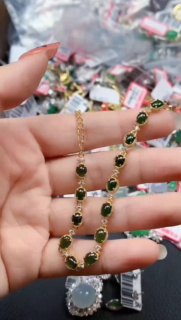 银S925镶嵌戒指翡翠天然A货缅甸翡翠