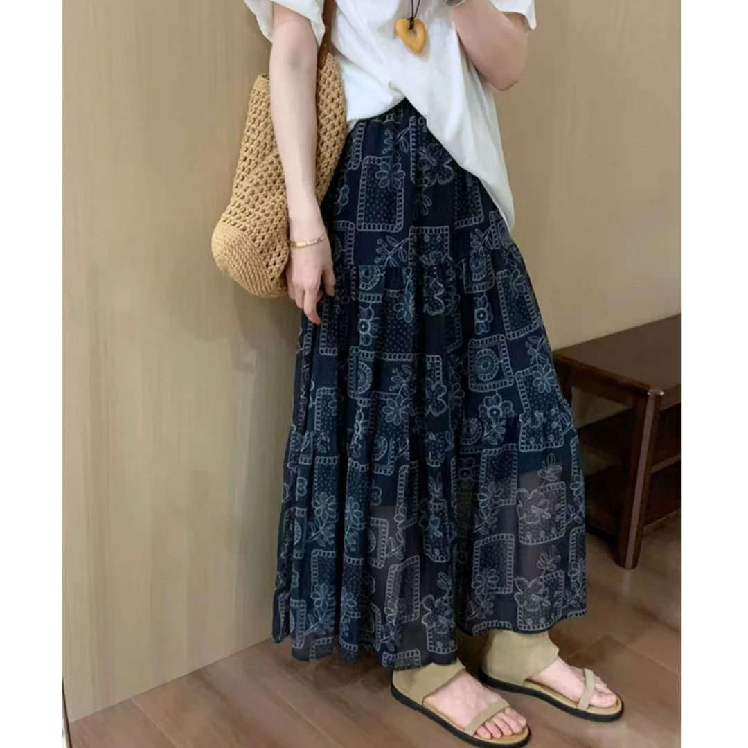 韩版经典碎花半裙2025夏季新款韩版高腰显瘦百搭减龄A字半身裙女