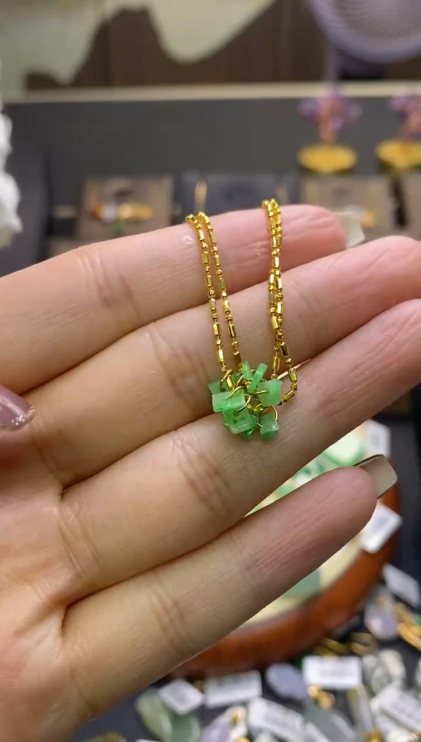 翡翠银S925镶嵌颈饰净货12094