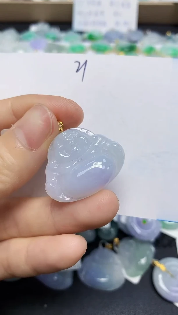 翡翠18K金镶嵌颈饰天然缅甸翡翠A货