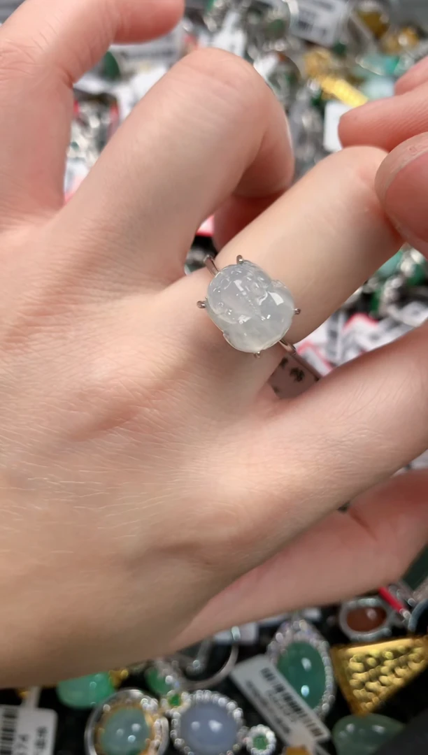 银S925镶嵌戒指翡翠44--8