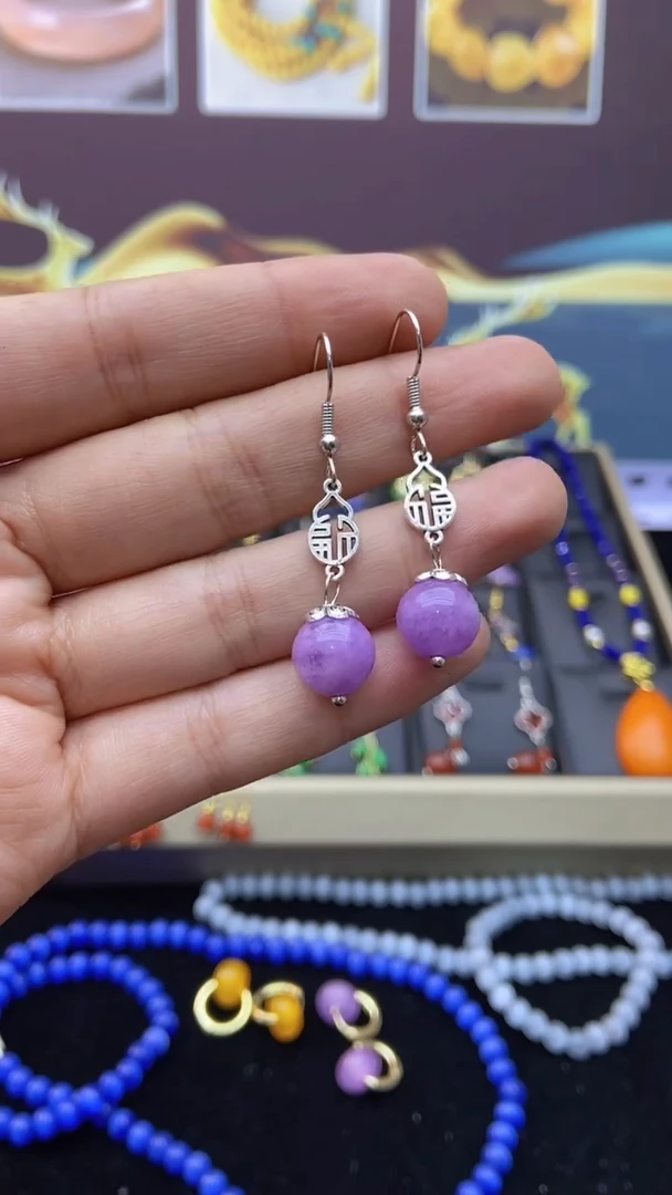 【闪购商品】玛瑙/玉髓耳钉银S925镶嵌114