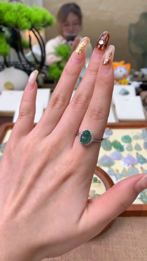 【闪购商品】翡翠戒指银S925镶嵌天然A货翡翠挂件