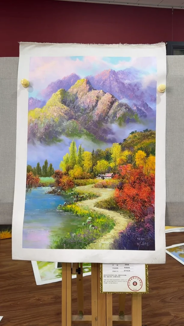 油画【原创·保真·带证书】朝鲜画家纯手绘油画作品--顺丰包邮--