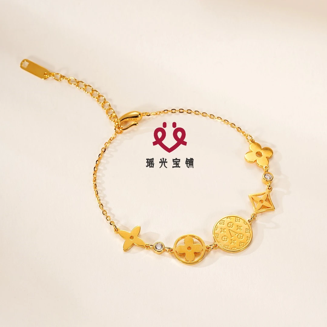 925银合成锆石手链 老钱印花手链 精致轻奢时尚经典百搭小众ins风