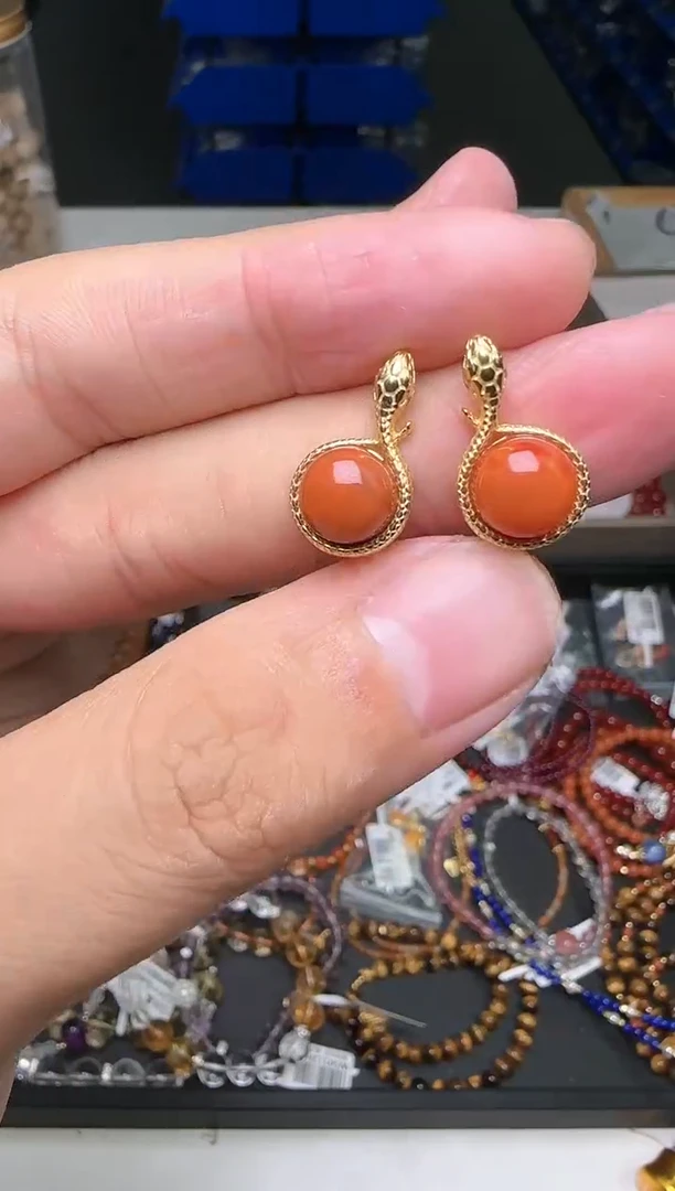 【闪购商品】南红玛瑙耳饰未镶嵌南红玛瑙耳钉