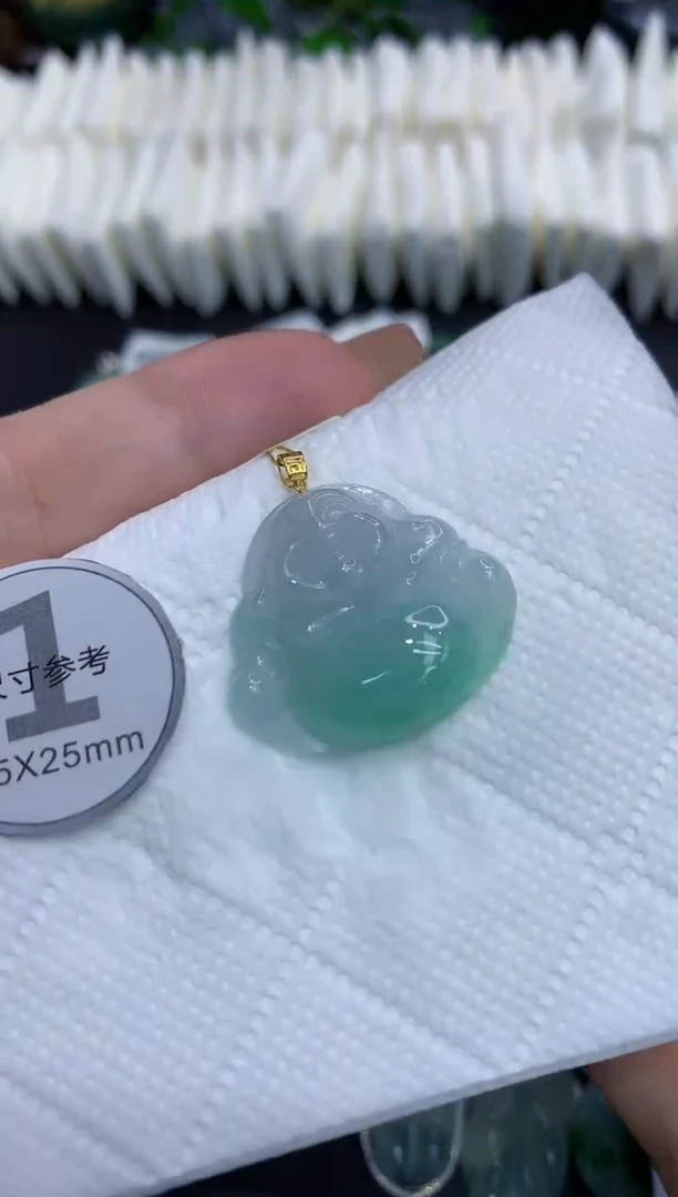 吊坠(不含链)18K金镶嵌翡翠11