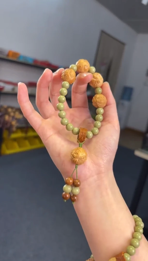 吊坠菩提根/象牙果16mm猴头【开心弥勒】牛油果单圈