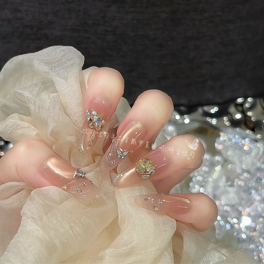 【玫瑰话语】纯手工穿戴甲美甲可拆卸穿戴式持久反复使用 HBk