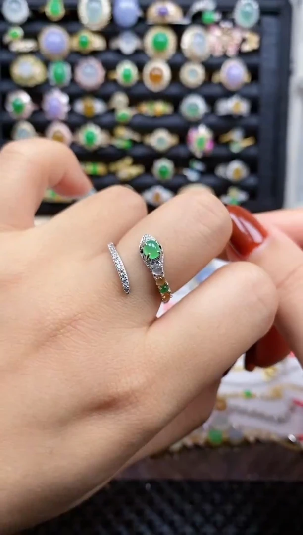 银S925镶嵌戒指翡翠234