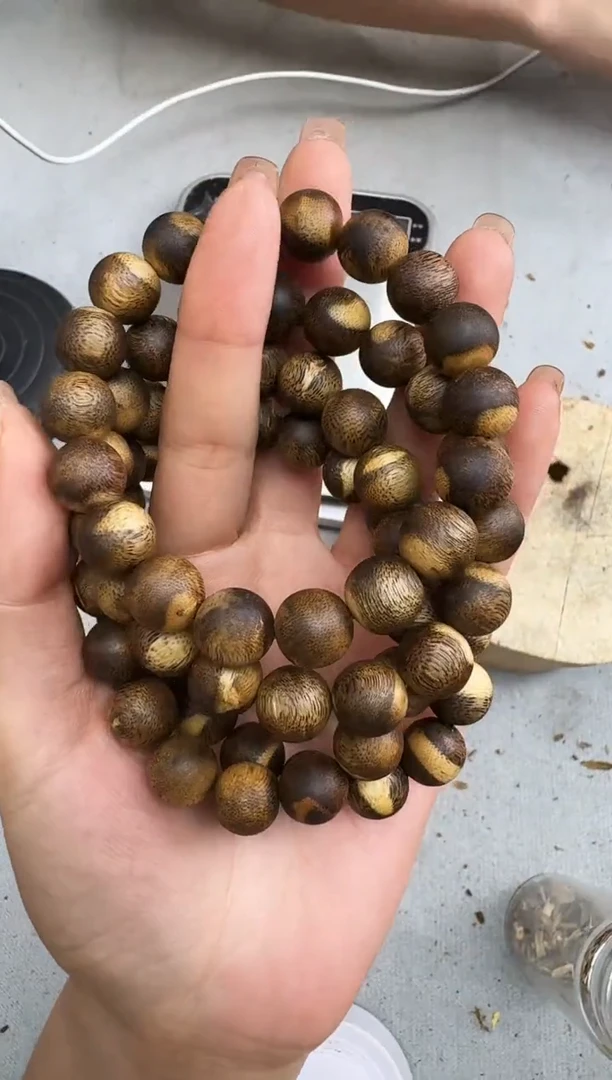 沉香手串1212白棋圆珠单圈多样性发一