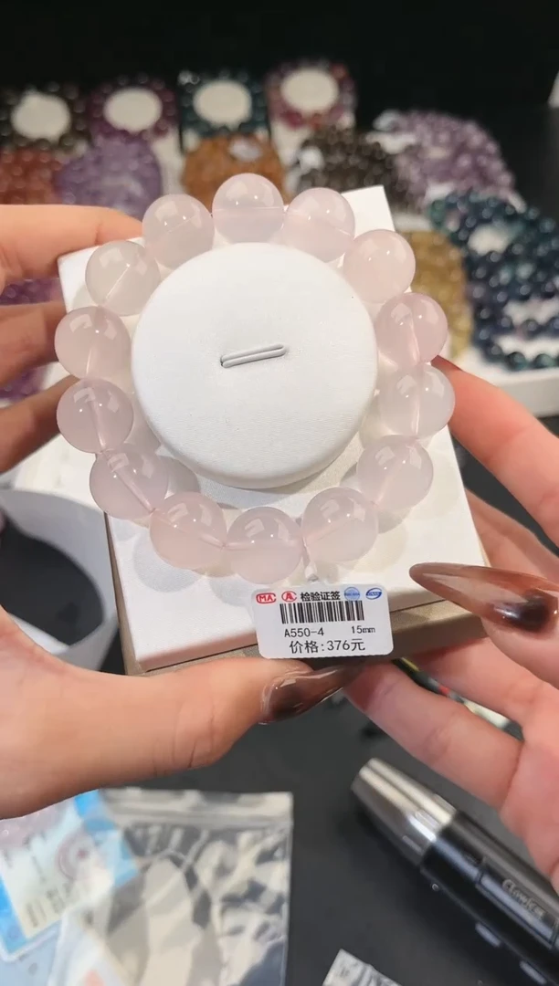 【闪购商品】水晶手链未镶嵌多样性发一冰菊粉15mm