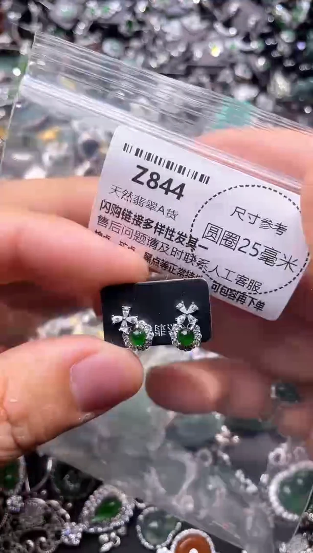 翡翠未镶嵌颈饰Z844耳钉