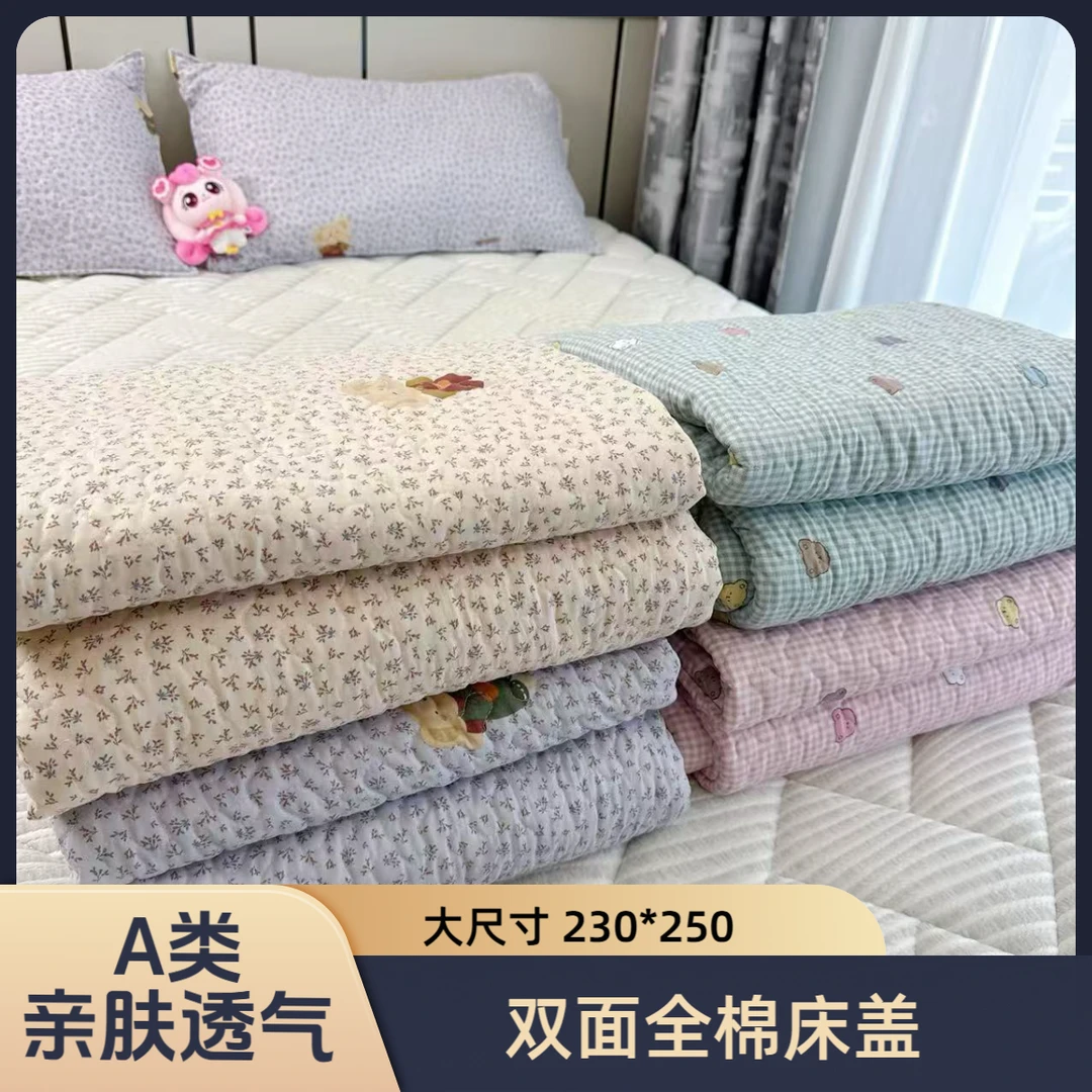 母婴a类四季床盖双面全棉夹棉单件床单榻榻米炕盖防滑2025新款