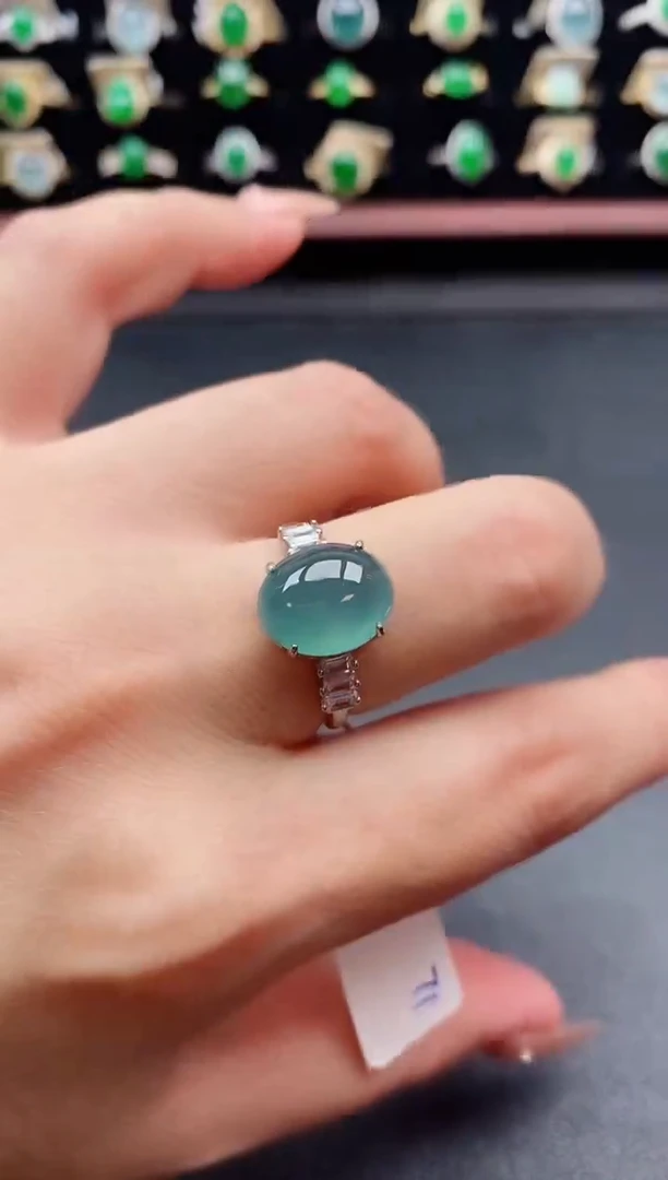 银S925镶嵌戒指翡翠1