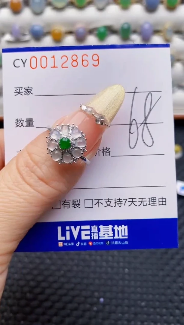 银S925镶嵌戒指翡翠2869