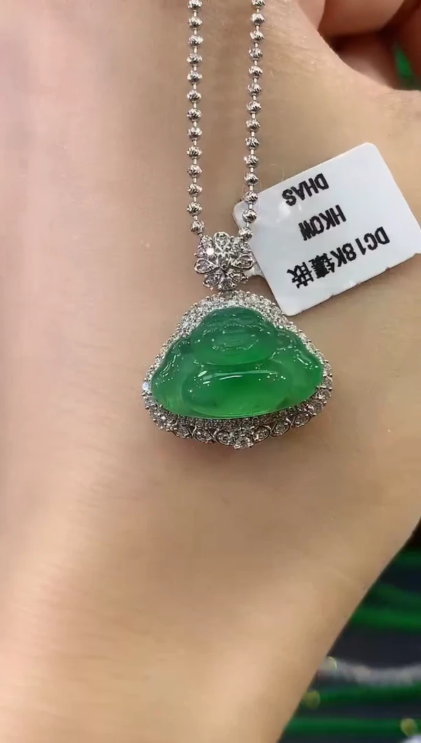 吊坠(不含链)18K金镶嵌翡翠C40