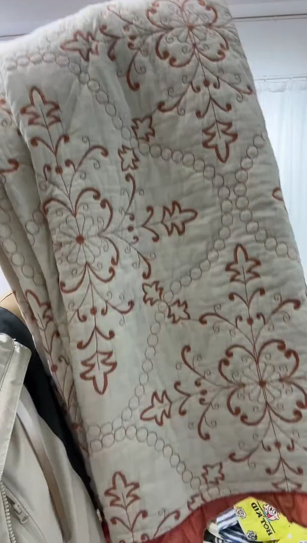 棉230*250纯棉床盖64号正品无暇橘色