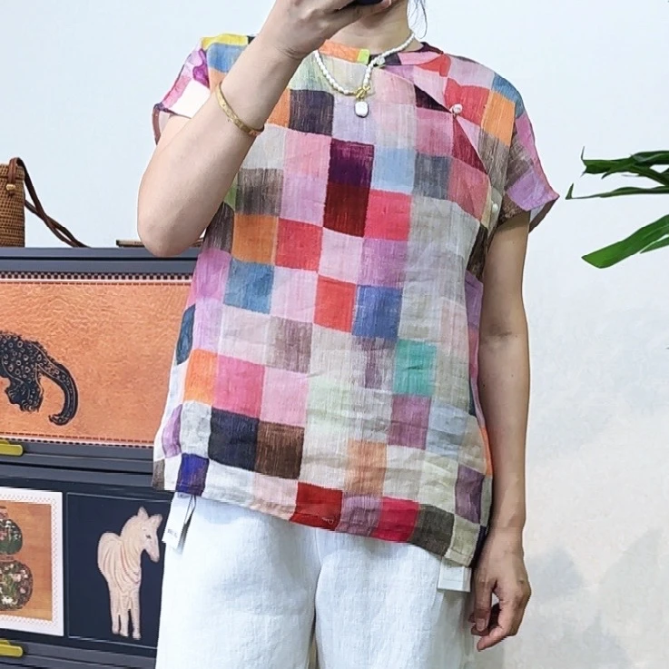 2025夏季拼色百搭短袖圆领背心-S2528