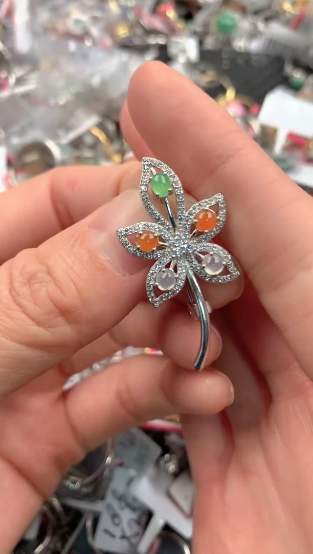 银S925镶嵌戒指翡翠222   7