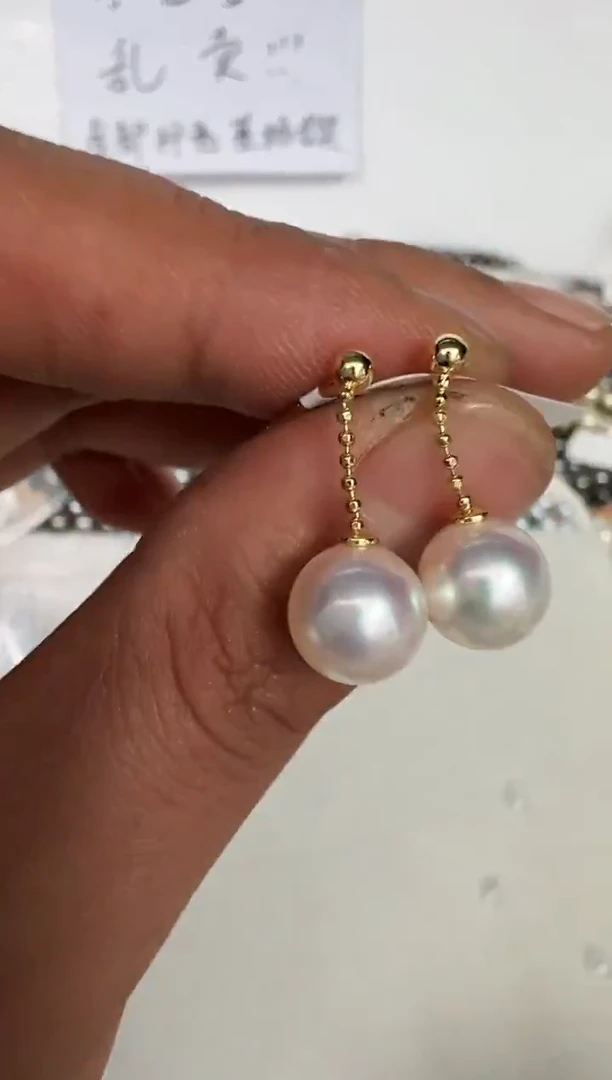 银S925镶嵌耳饰海水珍珠耳钉