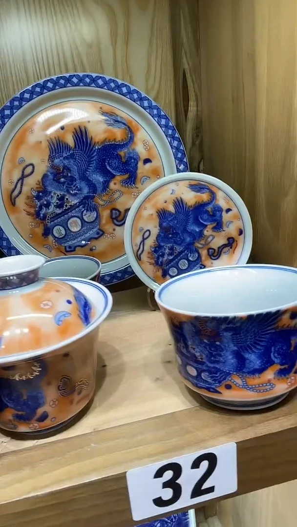 戒**躁景德镇高温瓷貔貅五件套
