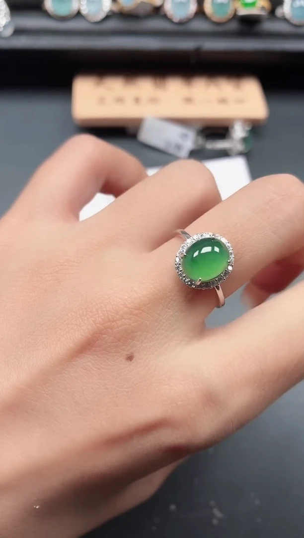 银S925镶嵌戒指翡翠111