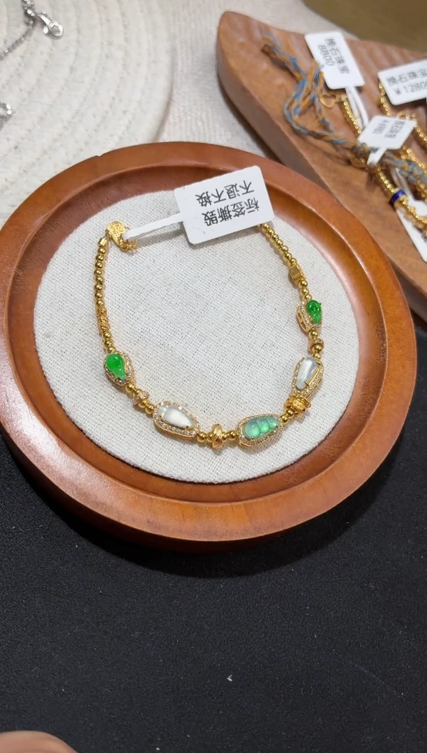 吊坠(不含链)银S925镶嵌翡翠手链