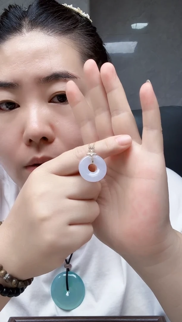 颈饰银S925镶嵌翡翠翡翠甜甜圈吊坠（不含链）