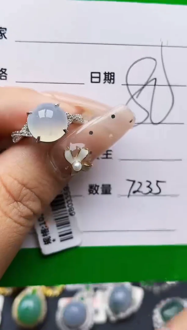 翡翠戒指银S925镶嵌7235