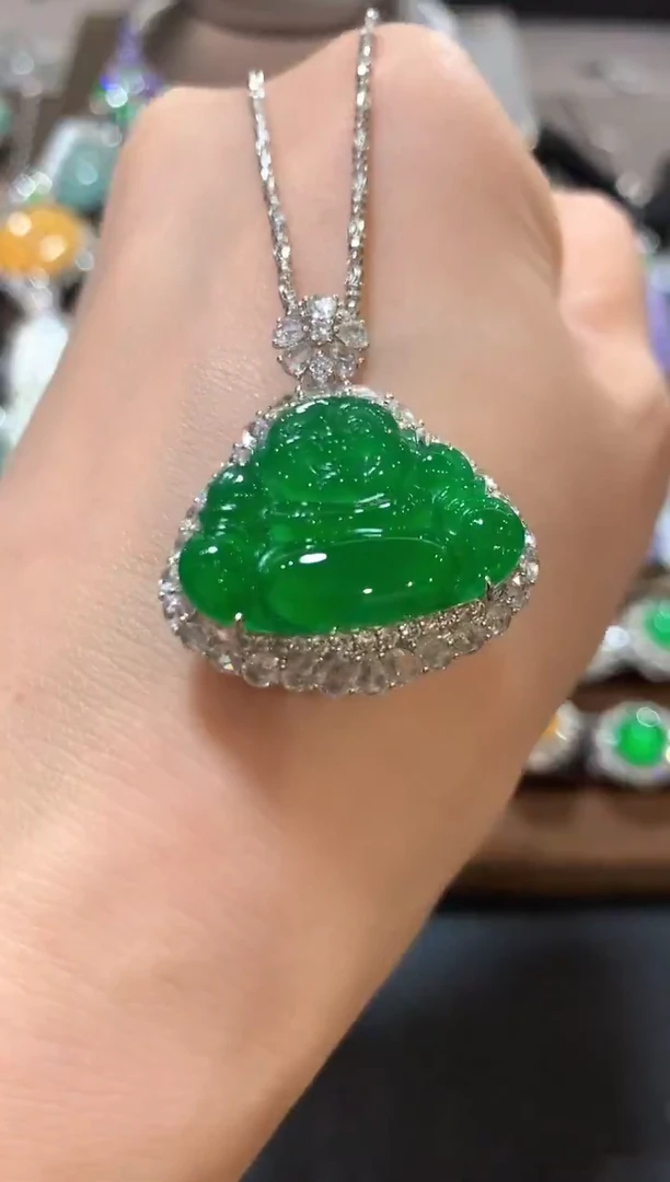吊坠(不含链)18K金镶嵌翡翠涛**?m58