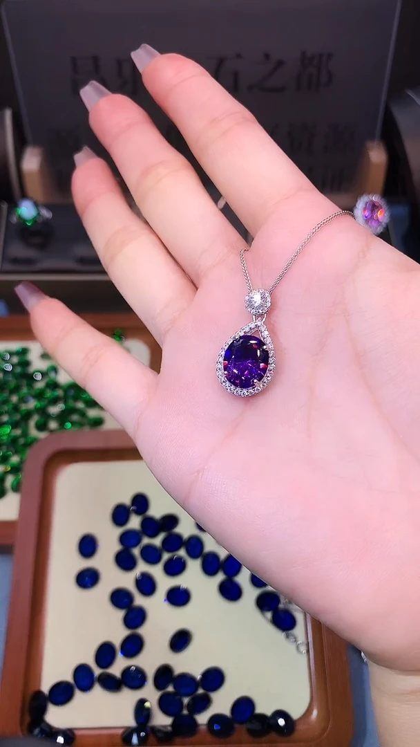 无925银重工精切高品质帝王紫吊坠
