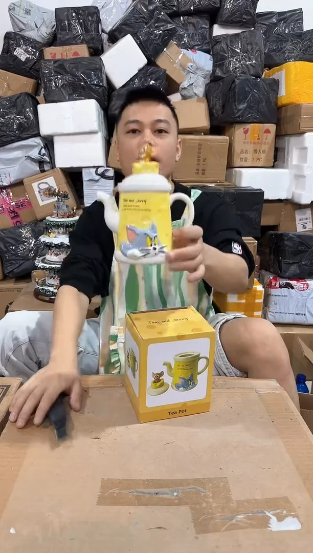 瓷片原盒猫和老鼠奶酪茶壶