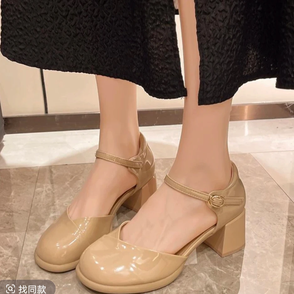 包头凉鞋女新款夏季法式仙女风粗跟单鞋配裙子玛丽珍女鞋221-2G