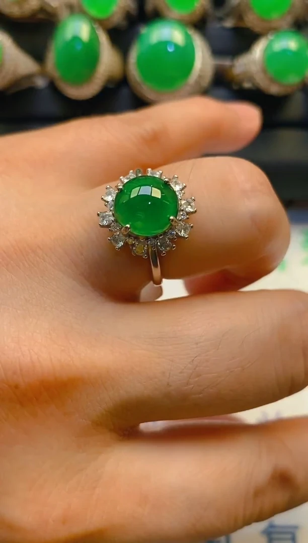 【闪购商品】翡翠耳饰银S925镶嵌天然A货翡翠1