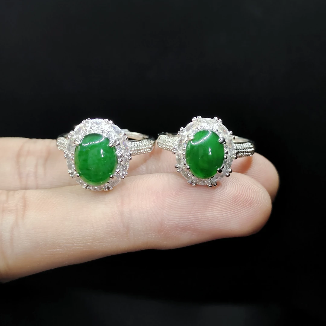 【老三珠宝】翡翠蛋面戒指S19【多样性发其一】约8-6mm