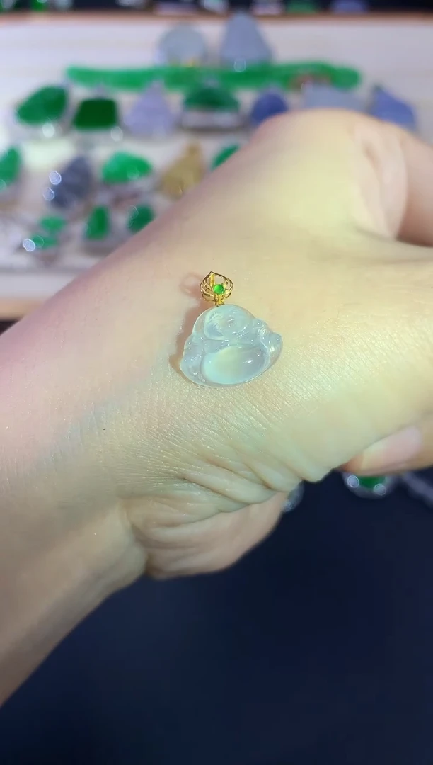 翡翠18K金镶嵌吊坠(不含链)佛公|199