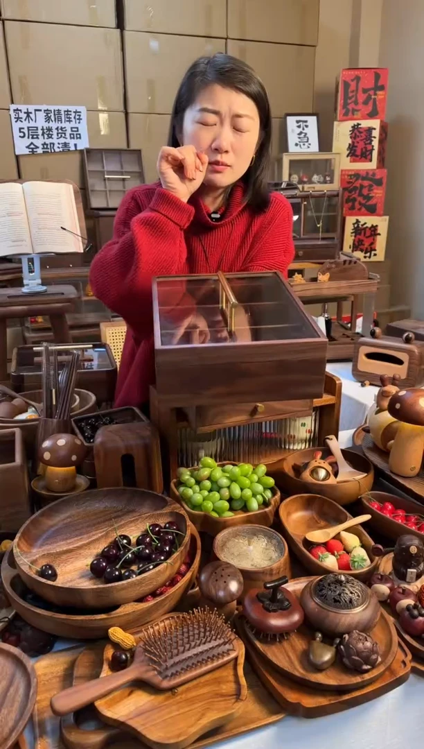 【闪购商品】北美黑胡桃铜把手六格干果收纳盒