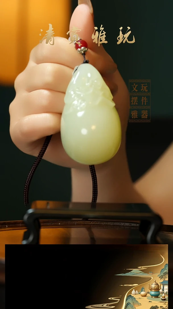 玉《富得流油福袋》手把件摆件