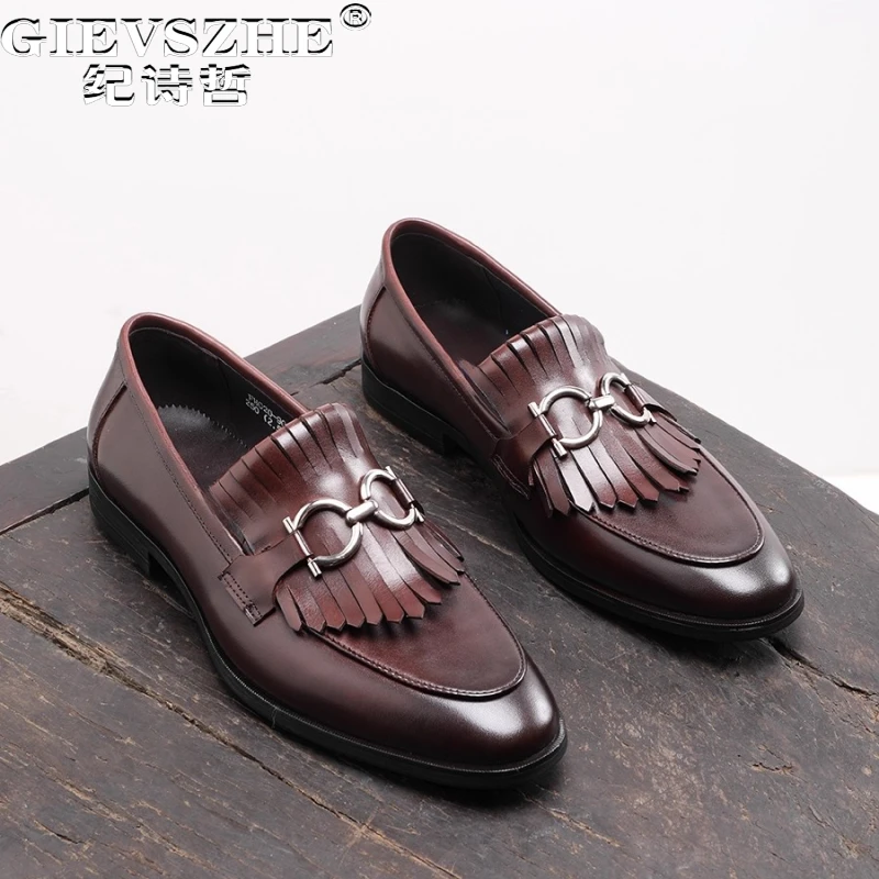 纪诗哲男鞋百搭流苏小皮鞋休闲男士英伦风休闲鞋潮流一脚蹬乐福鞋