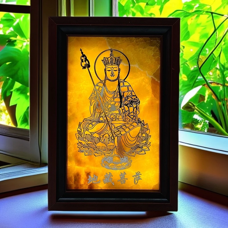 相框天然石材立体透光板材，桌面摆件中式发光