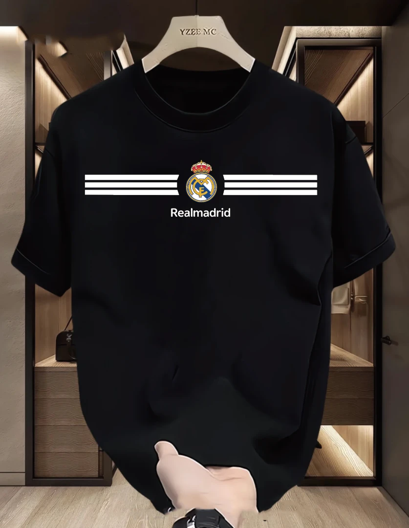 2025纯棉足球短袖圆领宽松220克重面料身上版型效果好