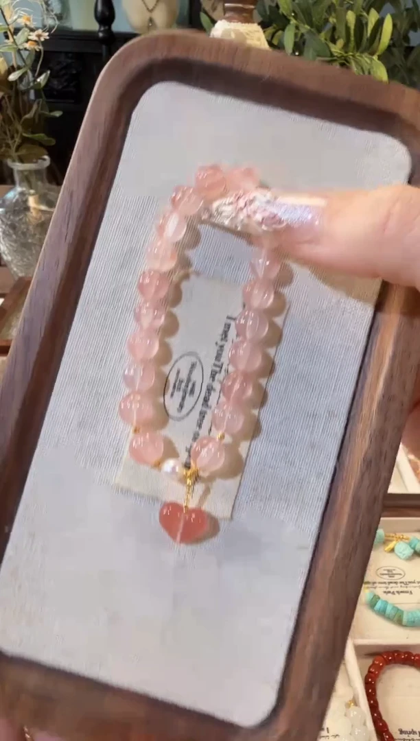 18K金镶嵌手链南红玛瑙冰粉莲花珠