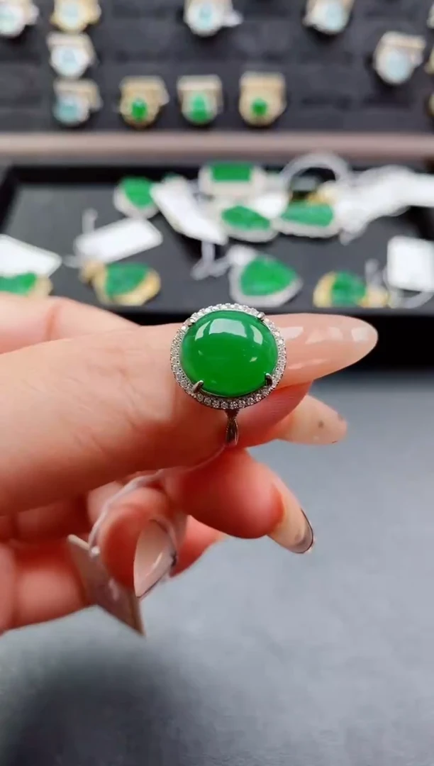银S925镶嵌戒指翡翠1